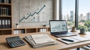 Balança da justiça ao lado de padrão digital representando a regulação da inteligência artificial no Brasil